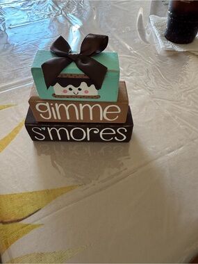 S'mores Wooden Block Set - Aqua, Brown, Tan, cute and whimsical!